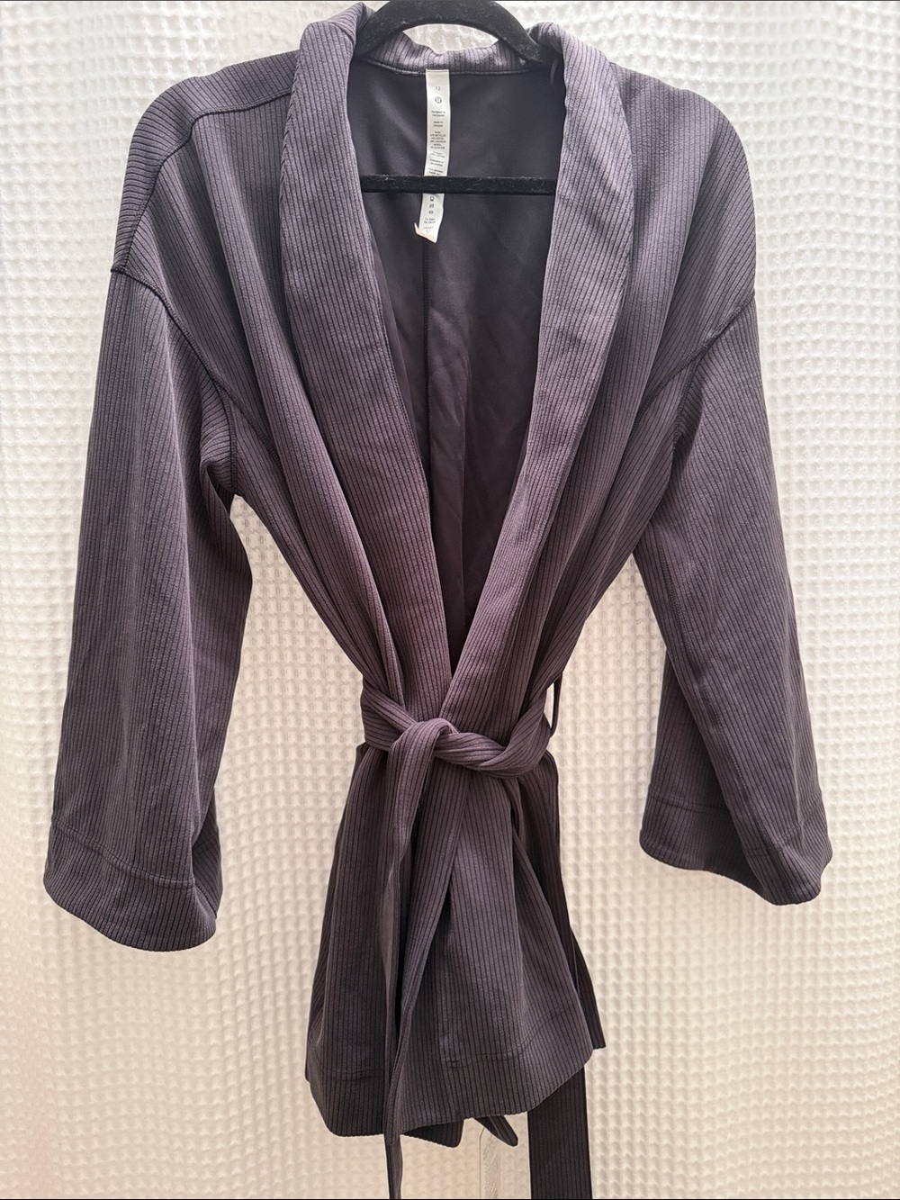 lululemon athletica Ribbed Shawl-Collar Belted Cardigan - Charcoal